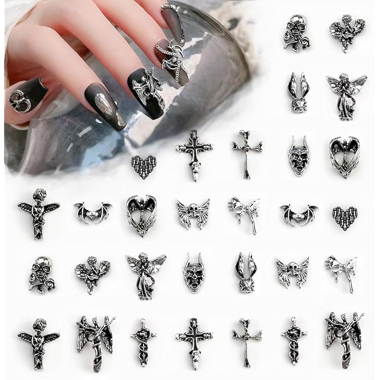 Amazon | ネイルパーツ ハロウィン 75個セット レトロ 3D 立体 合金